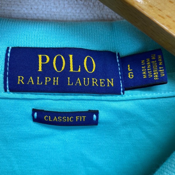 Polo Ralph Lauren Classic Fit Polo Shirt Men's L/G Teal Blue Cotton Pony Preppy - Picture 4 of 9